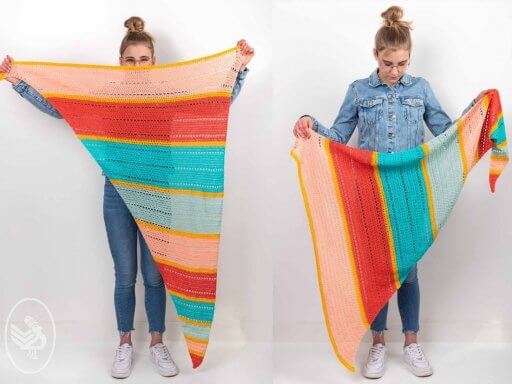 Stripey Shawl Pattern UK Crochet - Instant Download